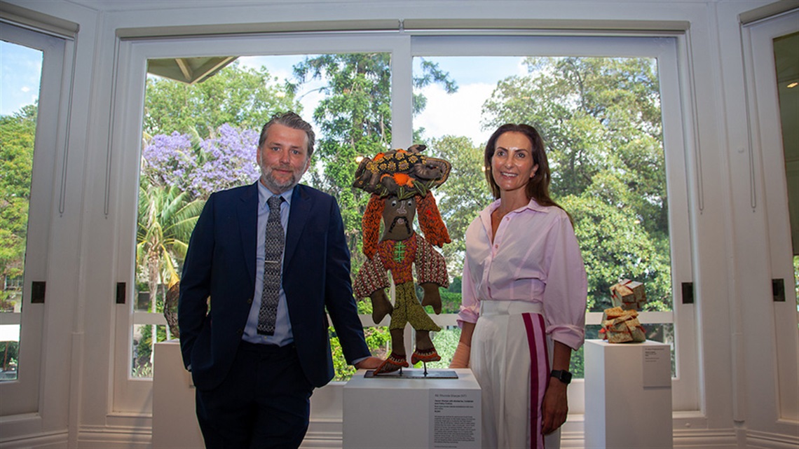 Mayor Wynne and Sebastian Goldspink with the 20th Anniversary sculpture winner