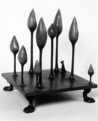 Anne Ross, To the Forest III 1/4, cast patinated bronze, 48 x 39 x 39.5 cm. Courtesy of Brian Moore Gallery.
