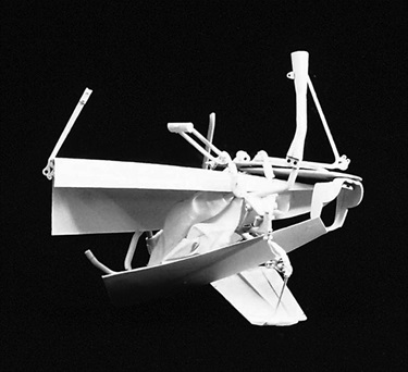 Richard Goodwin, Parasite/Android, steel, cloth, acrylic binder, 70 x 70 x 78 cm. Courtesy of Boutwell Draper Gallery.