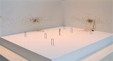 Bruce Slatter, Smashing, wood, metal, paint, 30 x 50 x 60 cm. Courtesy of Galerie Düsseldorf.