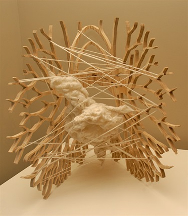 Lisa Jones, Heart as a Seed, wood, felted wool, 80 x 80 x 70 cm. Courtesy of Multiple Box.