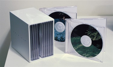 Martin Sims, Thin Air, paper, cardboard, plastic, compact discs, 13 x 14 x 9 cm.