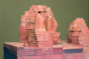 Mike Kitching, Great Ocean Road 38°-38'S 143°-5'E, stained plywood, 72 x 42 x 30 cm.