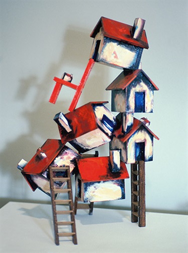 Robert Waghorn, Piled Up, wood, 50 x 30 x 25 cm. Courtesy of Rinaldi Gallery.