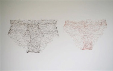 Helen Pynor, Underneath, human hair, 34 x 40 x 30 cm.