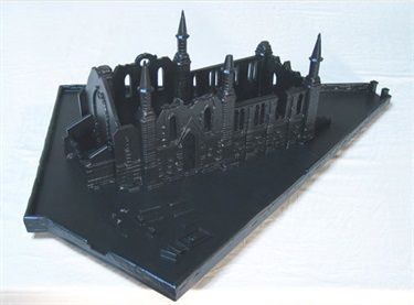 Mathieu Gallois, Black Church, resin, matte black paint, 28 x 78 x 60 cm.