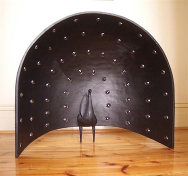 Heather B. Swann, Superbia, wood, leather, glass, 70 x 80 x 80 cm. Courtesy of Helen Maxwell Gallery.