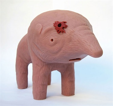 Van Sowerwine, Oliver, tinted silicone, epoxy resin, MDF, polymer clay, LCD screen, DVD player, 52 x 34 x 20 cm. Courtesy of Stills Gallery.