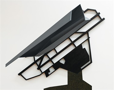 Jon Tarry, Berlin Runway Elevated View + Fold, carbonised European oak, 60 x 60 x 12 cm. Courtesy of Goddard de Fiddes Gallery.