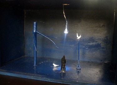 Noel McKenna, Night Piece, wood, tin, enamel paint, LED light, 32 x 53 x 30 cm. Courtesy of Darren Knight Gallery.