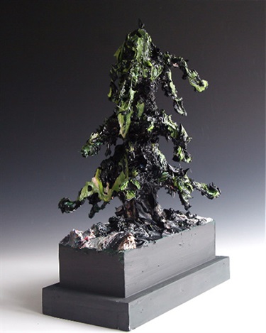 Paul Ryan, Landscape with Treewood, wire, screws, bog, oil, 50 x 35 x 25 cm. Courtesy of Rex Irwin Art Dealer.
