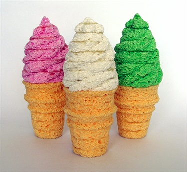 Carly Kotynski, Soft Serve, carved dishcloth sponge, 15 x 15 x 15 cm.