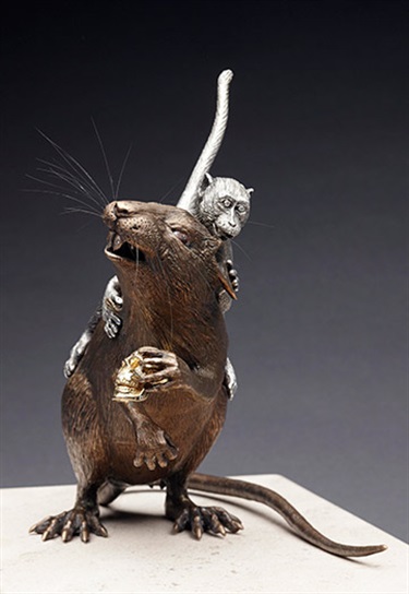 Therese Howard, What's Your Poison?, bronze, silver, 18ct gold, diamonds, marble, wire, 21 x 16 x 23.5 cm. Courtesy of Sullivan+Strumpf Fine Art