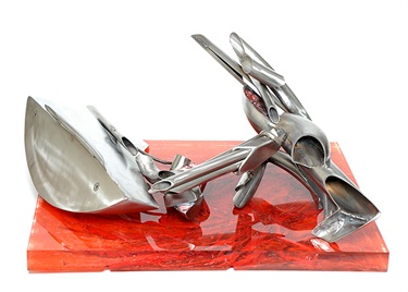 Nigel Harrison, Float, stainless steel, Flexiglass, acrylic paint, 64 x 56 x 30 cm. Courtesy of Artereal Gallery.