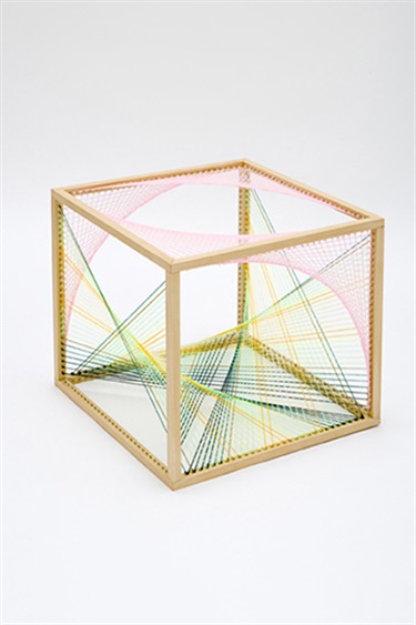 Nike Savvas, Sliding Ladder: #1 2010, wood, wool, steel, 50 x 50 x 50 cm. Courtesy of Breenspace Gallery.