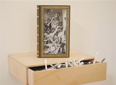 Chanelle Collier, BOADICEA, altered book, glass, paper, wood, 28 x 30 x 20 cm.