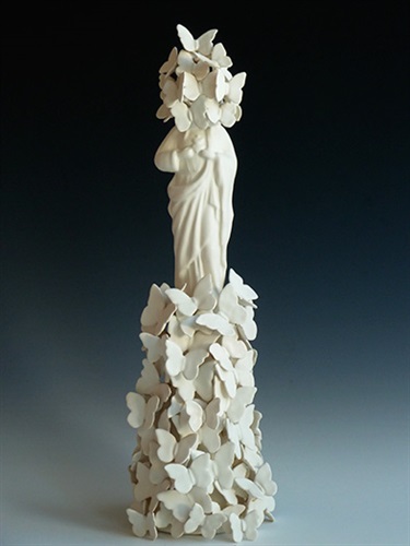 Lynda Draper, Nature Interrupted, porcelain, multiple glaze firings, 48 x 14 x 14 cm. Courtesy of Stella Downer Fine Art.