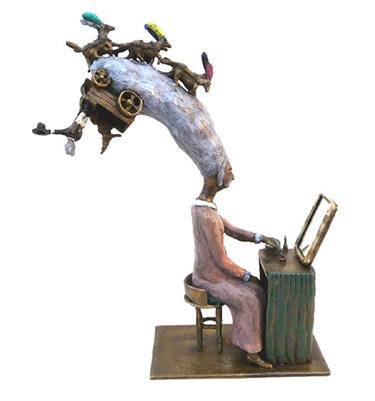 Kerry Cannon, The Boudoir, bronze, paint, mirror, 42 x 27 x 12 cm. Courtesy of Ceramic Break Sculpture Park.