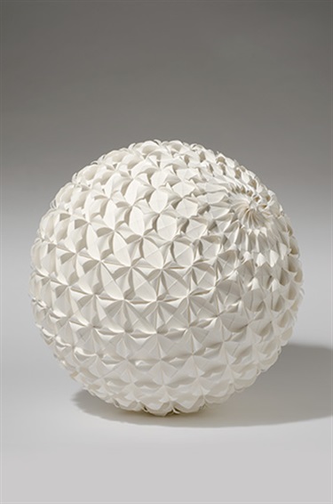 Liz Shreeve, Whorl, torn and curled paper on paper form, 49 cm diameter. Courtesy of Stella Downer Fine Art.