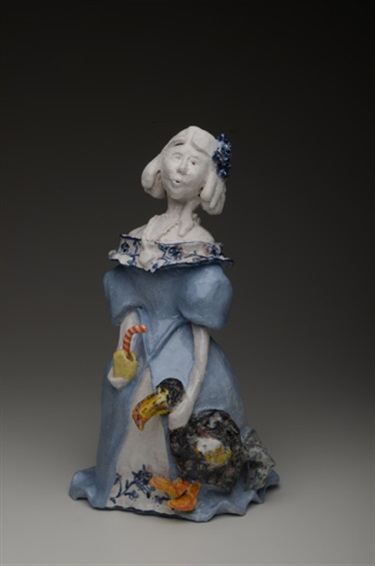 Amanda Bromfield, Advocaat, Delft and Dodos, ceramic BRT clay underglazed and glazed, 28 x 15 x 12 cm.