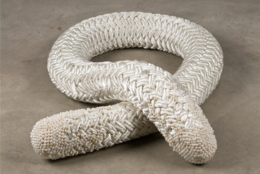 Dani Marti, My Sad Captain, polypropylene, glass beads, 60 x 60 cm curled up and 10 cm diameter. Courtesy of Breenspace.