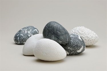 Maria Chatzinikolaki, Abudantia, Southern Ice porcelain, black underglaze, 12 x 30 x 30 cm.