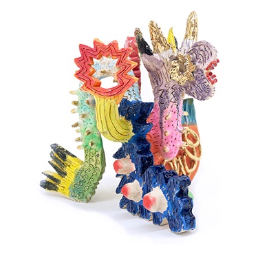 Christopher Jewitt, Figure With Eight Horns, earthenware and enamel, 36 x 36 x 36 cm. Appears courtesy of Saint Cloche, Sydney.