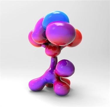 Christopher Langton, Mollix, biobased polymer, epoxy resin, glass fibre, acrylic paint, 59 x 59 x 79 cm. Appears courtesy of Tolarno Galleries, Melbourne.