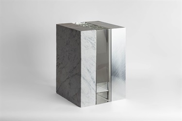 Morgan Stokes, Conditional Sculpture No. 1, aluminium, crystal, Carrara marble, 50 x 30 x 30 cm. Appears courtesy of Curatorial+Co., Sydney. Photo: Jacquie Manning.