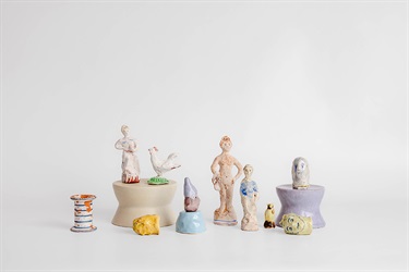 Sassy Park, Familiars, ceramic, various clay and glazes, 19 x 44 x 22 cm. Photo: Jacquie Manning.