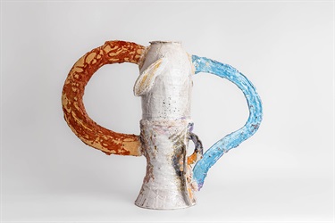 Thomas Mason, Torque, stoneware, glaze, construction adhesive, epoxy putty, cornice cement, 70 x 70 x 35 cm. Photo: Jacquie Manning.